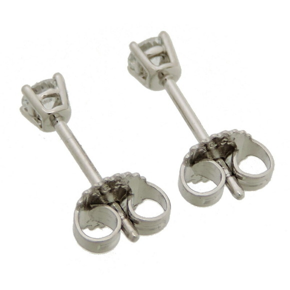 TIFFANY Solitaire Diamond Stud Ladies Earrings Pt950 Platinum - Picture 3 of 6